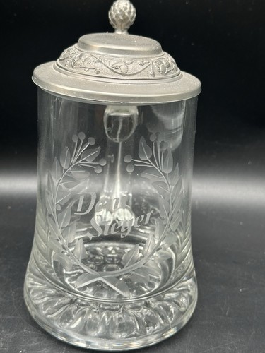 Glaskrug mit zinndeckel motiv - glaskrug,