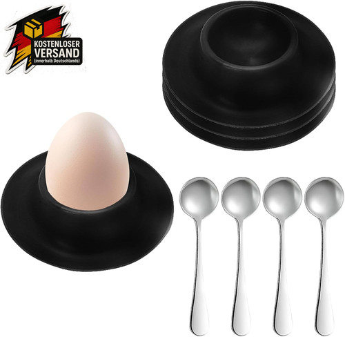 Eierbecher set schwarz 4er - schwarz, mit