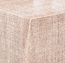 PVC Tischdecke Leinen beige Wachstuch • Eckig • Länge & Breite wählbar • 