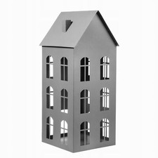 LATERNE HAUS FÜHRTE KERZE LATERNE HANDGEFERTIGT ANTHRAZIT METALL DEKORATION