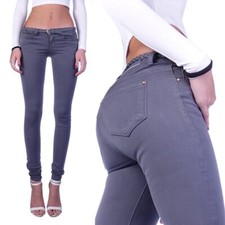 Damen Jeans Hose Gürtel Stoff Röhrenjeans Skinny Low Rise Stretch Hüftjeans B38