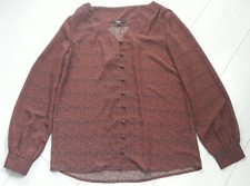 Tigha Damen Langarm Bluse Fashion Look mit leoparden Muster Rot Schwarz Große S