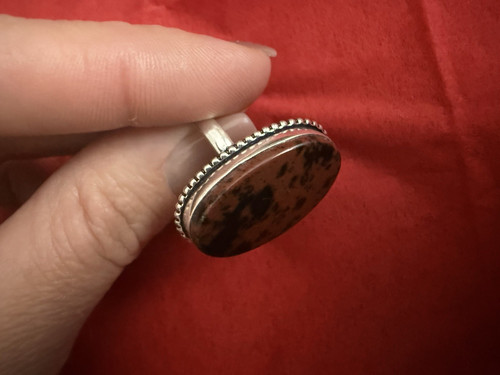 Ring obsidian cabochon - ring, gr.64
