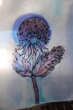 ?Löwenzahn auf Seide?Kugeldistel?Blume Seidenmalerei Unikat Handarbeit 