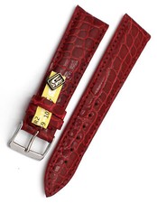 Uhrenarmband echt Kroko Uhrband 22/18mm Rot Wein shiny Made in Germany Alligator