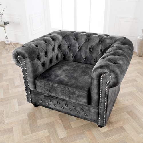 Sessel chesterfield grau - -,