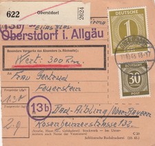 Paketkarte 1946: Oberstdorf
