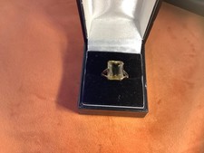 Vintage 9 kt Gelbgold großer Citrin Ring mit quadratischem Schliff Größe M 3,54 Gramm