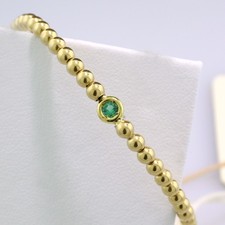 Gold-Armband mit Smaragd 750er Gelbgold Italien EvaNueva verstellbare Länge, neu