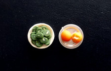 Puppenhaus Miniaturen 1:12 2x OBSTTELLER OBSTSCHALE KIWIS + ORANGEN