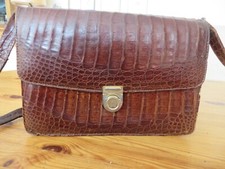 VINTAGE – Handtasche aus Leder mit Krokoprägung, 60er Jahre (0956)