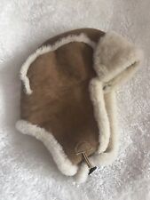 UGG Damen Lammfell Mütze Neu Braun Wildleder 0/S Original Winter MützeNP 219€