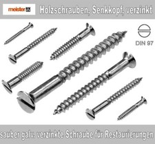 Senkkopf Holzschrauben Zierschraube für Restaurierungen m. Schlitz, verzinkt