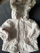 Baby Jacke Gr 68 Rosa H&M Mädchen Abnehmbare Kapuze Fellersatz Gefüttert