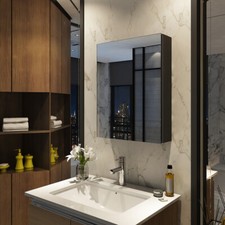 EMKE Spiegelschrank Badezimmerregal Badeschrank Wandpiegel Schwarz Spiegel