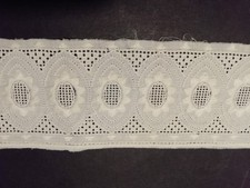 Antike 125 cm Weiße Wäsche Spitze 6,0 cm hohe Borte Baumwolle Lochstickerei