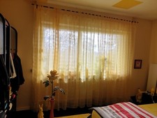  Schlaufen Vorhänge gelb 5 x , Komplettsystem mit schwarzer Stange, 3 m x 2,45 m