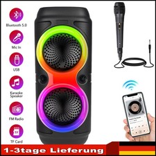 Bluetooth 5.0 Lautsprecher RGB Subwoofer Musikbox Boombox Party LED mit Mikrofon