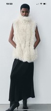 ZARA Jacke Weste creme weiß S 36 Cardigan Pelzweste Fellweste Kunstfell
