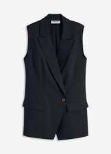 Blazerweste Gr. 38 Schwarz Damen Weste Anzug-Jacke Neu