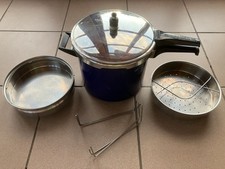 SILIT Sicomatic Schnellkochtopf Emaille blau ca. 6,5 Liter Induktion + Einsätze