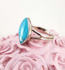 Damenring 925er Silber Gr. 21/66 mit Türkis-Stein 17,5 mm Edelstein Türkisring