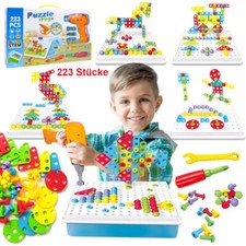 Steckspiel Spielzeug ab 3 Jahre Bohrmaschine Montessori Kreativ Werkzeug Mosaik