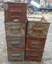 Regal Stapelkisten Stapelbox Metall 70er Industriedesign Schrank Loft vintage !!