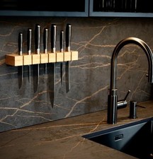 Wand Messerblock Eichenholz für 7 Messer Messerhalter Messerleiste ohne bohren