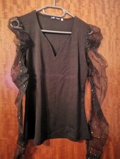 Schwarzes Glitzer Oberteil Gr