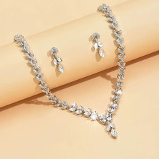 Schmuckset CZ A+ Zirkonia Silber Hochzeit Party Abschlussfeier Geburtstag 