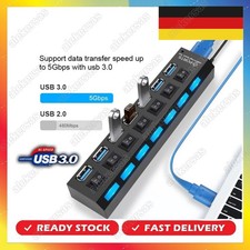 USB 3.0 HUB Verteiler Splitter Adapter Super Speed Multiport Für Laptop PC DE