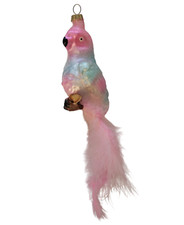 Papagei Vogel rosa Federn Weihnachtsbaumkugel Glas Christbaumschmuck Weihnachten