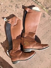Reitstiefel Braun Gr. 38 Mit Gummi Hinten am Schaft, Reißverschluss 