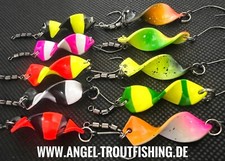 UV gedrehte Trout Spoons twist Forellenköder Japanblinker 2,8g 4g Raubfisch