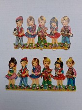 Glanzbilder Oblaten Made in Germany  Vintage Retro Sammlung  2 Reihen Kinder