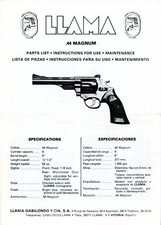 Bedienungsanleitung LLAMA REVOLVER .44 MAGNUM Manual IN ENGLISH EN ESPAÑOL (424