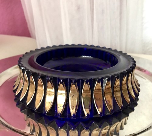 Vintage 70er kobaltblau gold - 70er,