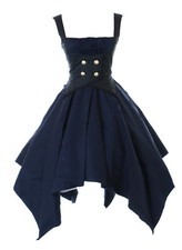 JL-697 Blau Gothic Lolita asymetrisch Kleid Cilvil War Victorian Kostüm Cosplay