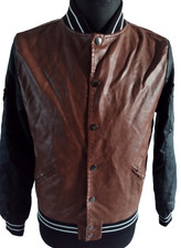 Fried Signal NYC Herren College Jacke Gr. S Braun Schwarz Vintage Bomber #