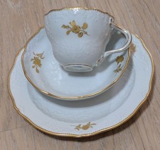Meissen Schwerter Kaffeegedeck Neumarseille Goldblume / Goldzweig 2. Wahl #4 Top