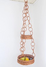 Vintage XL Hängekorb, Obstkorb Bambus 1,40m,  Blumenampel groß 70er JAHRE