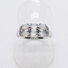 Cabochon Feuer-Opal CZ Ring 925 Silber 585 Weißgold vergoldet 19,1 mm 60