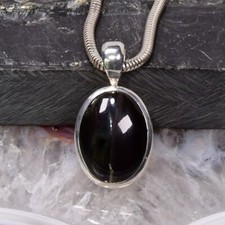 Sillimanit Anhänger, 925er Silber, Edelsteinanhänger (11543), Katzenauge, Raritä