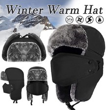 Herren Damen Winter Russenmütze Uschanka Fliegerhaube Trappermütze Fellmütze DE