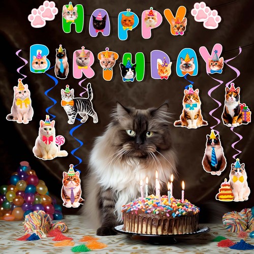 Katze geburtstag deko meow - deko,