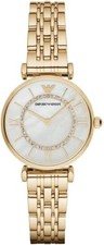 Emporio Armani 32 mm Goldes Edelstahlgehäuse mit Goldem Edelstaharmband AR1907