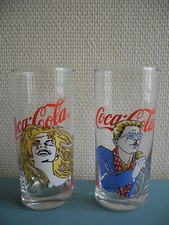 lot 2 glasses Coca Cola 1989
