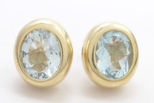 Ohrringe 585 GOLD 14 Karat Gelbgold Ohrstecker earrings Blautopas G3727/25