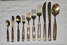 Messingbesteck /Palisande 50er Jahre, 1950'S Modernist  10 Teile Vintage,  antik